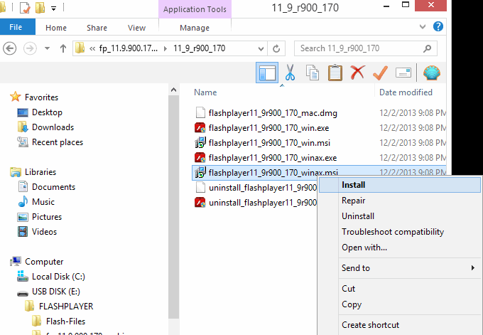 Adobe Flash Player Installer File Location
