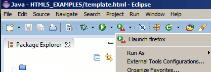eclipse run html launch firefox3