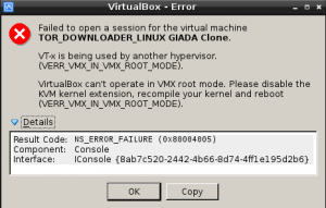 VT-x is being used by another hypervisor. (VERR_VMX_IN_VMX_ROOT_MODE