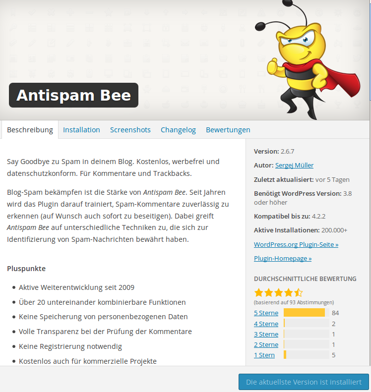 antispam bee sergej müller wordpress plugin screenshot