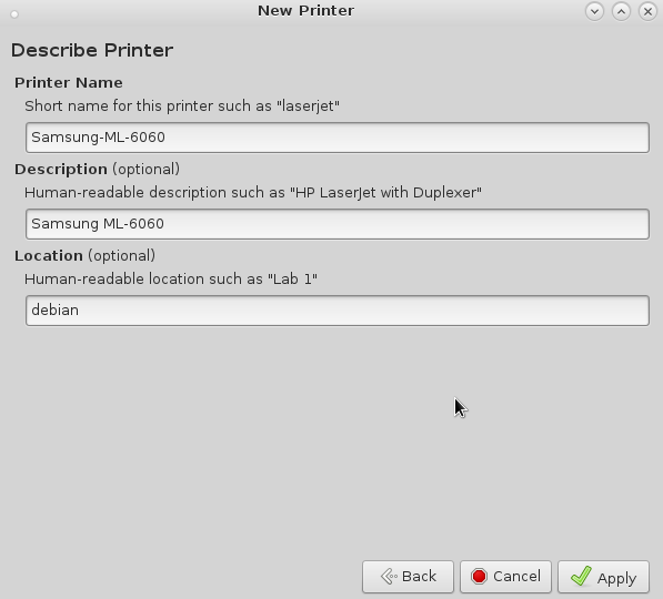 Gnome2 Printer Settings system-config-printer2