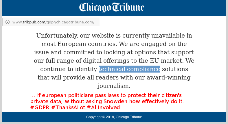 hint the https://www.chicagotribune.com/ reversed their decision and is now (again) internationally accessible, thanks for that :D