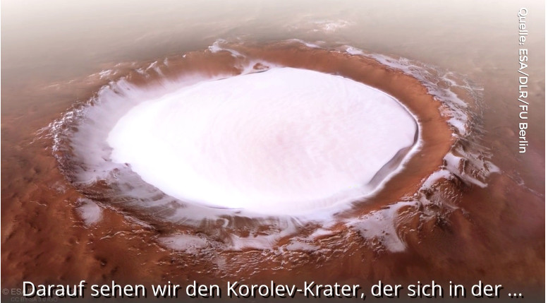 Water Ice found in crater on Mars