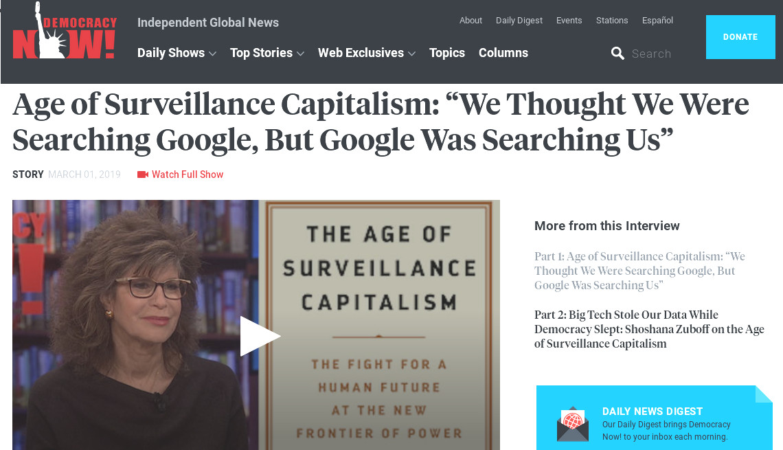 Age of Surveillance Capitalism – We thought we were searching Google – but Google was searching us