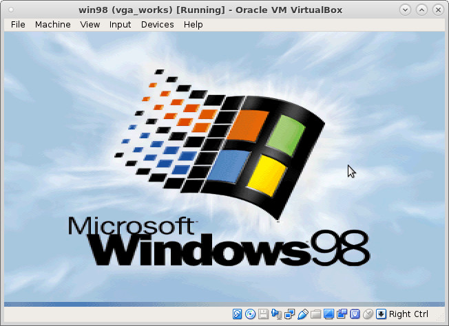 retro computing: win95 win98 as virtualbox vm running on linux host