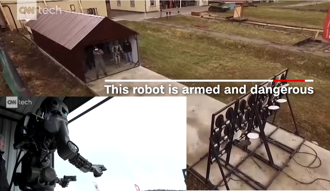 Robot Russia FEDOR shoots guns