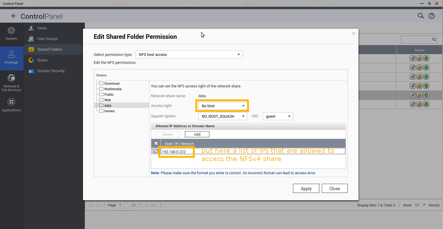 Permissions in NFS web projects