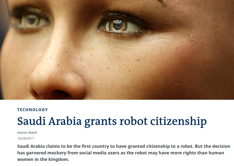 https://www.dw.com/en/saudi-arabia-grants-citizenship-to-robot-sophia/a-41150856