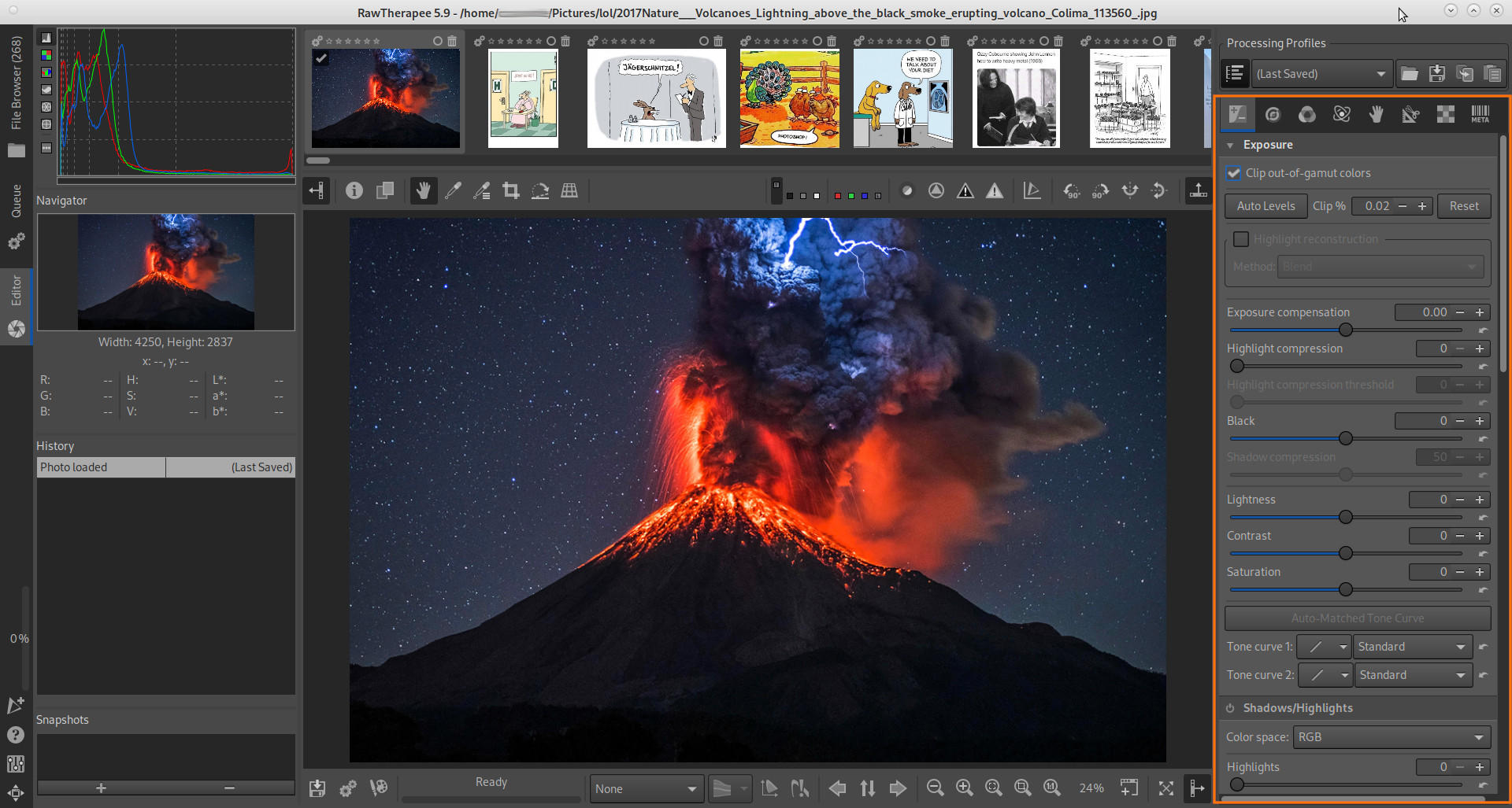 GNU Linux how to post editing aka “lightroom” alternative RawTherapee + GIMP color optimization